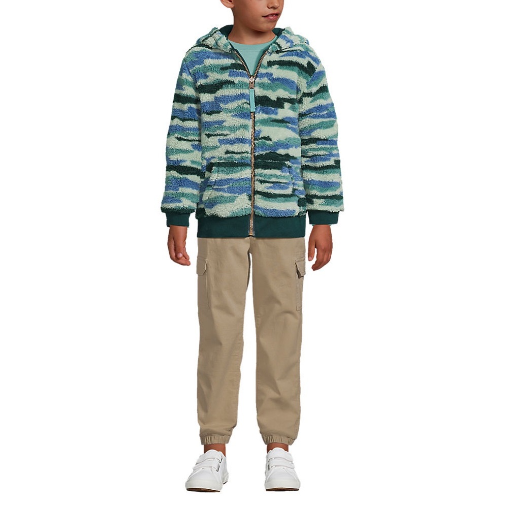 Lands’ End. Reversible Sherpa Fleece. Green Camo. Size XS (4-5).